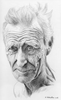 Old man. Sketch made with graphite pencil on paper. by Ferrick