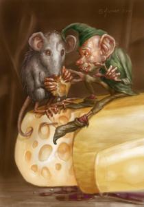 The mouse, the goblin and cheese by fernandomolinariArt